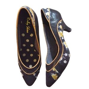 Ruby Shoo Black Floral Heels